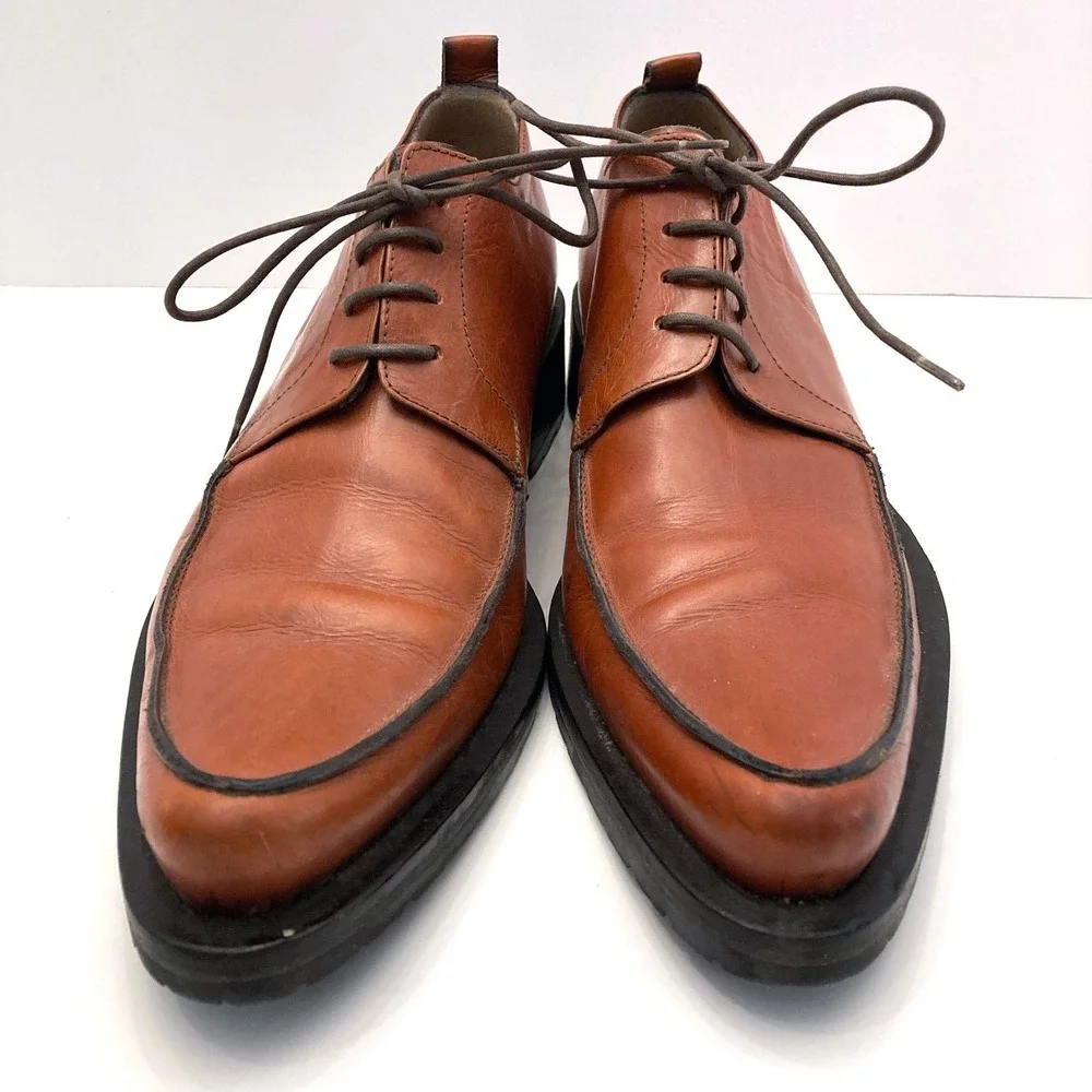 Pawelk's Juno Lace Up Oxford Apron Toe Brown Leather EU 43 US‎ Mens 10 Italy